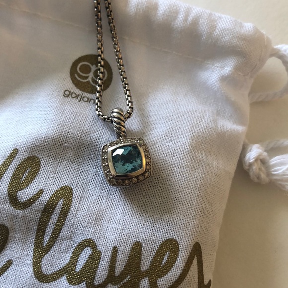 David Yurman blue topaz necklace, bracelet, ring